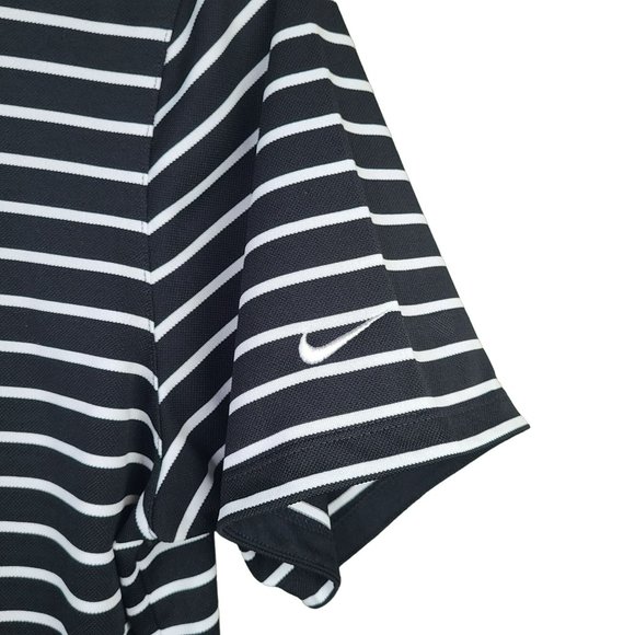 Nike Golf Standard Fit Mens Sz XL Dri-Fit Golf Polo Shirt Black White Stripes - Picture 3 of 8